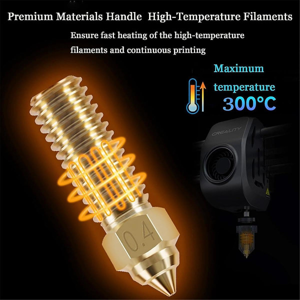 10 STK K1 Mässingsmunstycken, 3D-skrivare 10 STK High Speed ​​0,4 mm munstycken för K1, K1 Max Gold