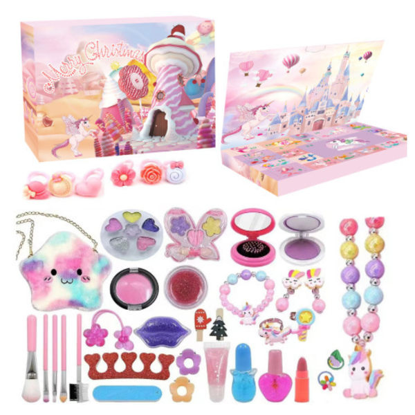 Adventskalender för Flickor - Enhörningspresenter för Flickor Adventskalender 24 Dagar med Överraskningar Bästa Presenter för Döttrar Baby A pink