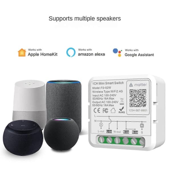 16A WiFi Mattre Smart Switch med energimätning Mini Smart Breaker