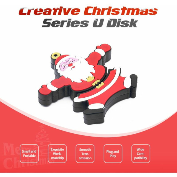 Christmas Series USB Key USB2.0 Mini USB Key, kompakt, bärbar, anti-förlust, höghastighetsöverföring, Santa Claus 64 GB