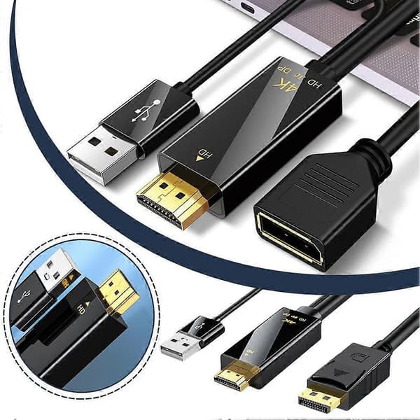 HDMI til DisplayPort-kabel 19cm/1,8m 19cm