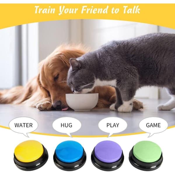 Recordable Buzzer, 4 Recordable Dog Talking Buttons with Dog Communication Recording Function