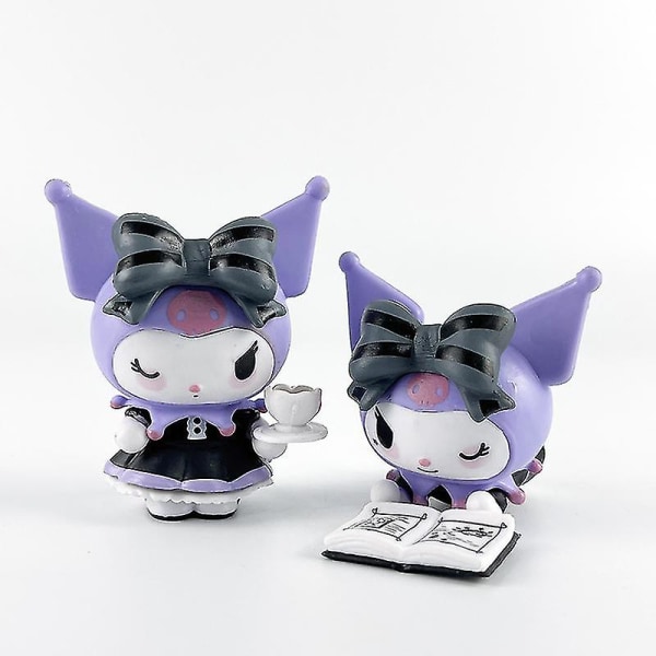 6st/ set Sanrio Characters Kuromi Action Figur Leksaker Lucky Divination Series Pvc Modell Dockor För Fans Barn Present Purple