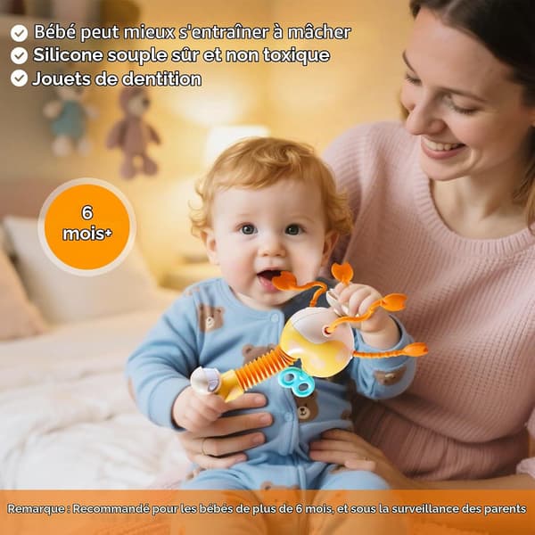Multisensorisk giraffleksak lämplig för bebisar från 1 år och uppåt.