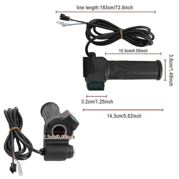 Gashåndtag med afbryder 24/36/48/60V LED Digital til elcykel scooter gashåndtag Noir