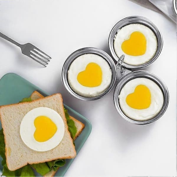 Eggdamper i rustfritt stål, barnefrokostform, verktøy for posjert egg, hjerteformet eggdamper, kjøkken og husholdning Circle/1pcs