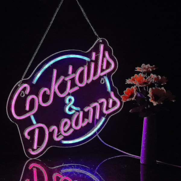 2024 Cocktails And Dreams Neonskylt för väggdekor Neonskyltar med dimbar strömbrytare Led neonskyltar Sovrum Ölbar Neonljusskylt Hotell Party Club Of