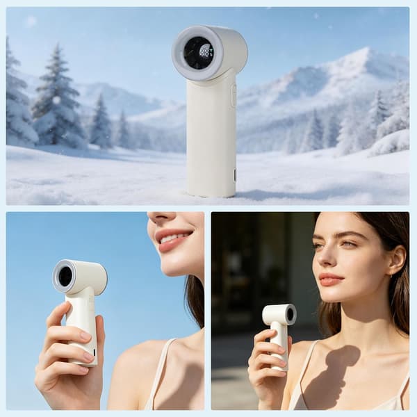 Mini bærbar turbovifte, ultrakompakt 12 cm, hvit