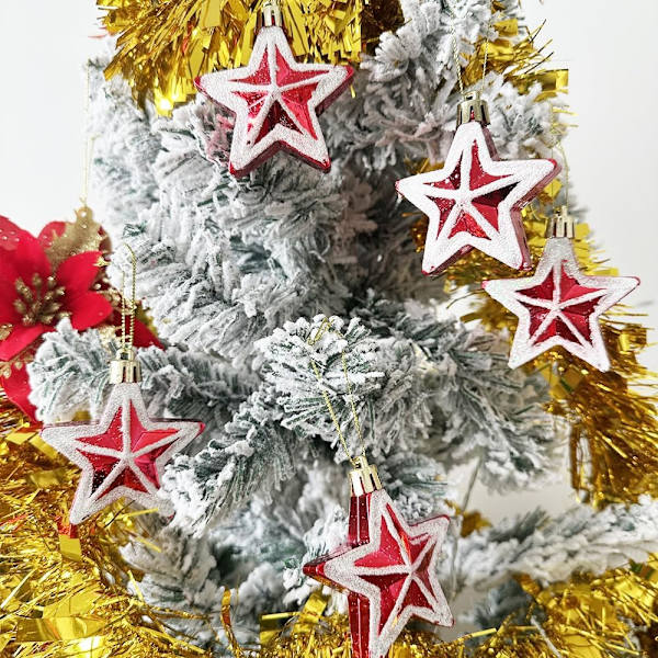 Paket med 5 glitterstjärnor julgranshängen dekorationer glitterstjärnor julgranshängen prydnader för jul hemmafest