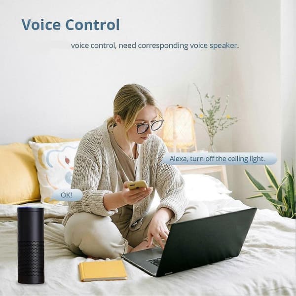 2-vejs 16A WiFi Smart Relæ med Strømovervågning Mini Størrelse Afbrydermodul Kompatibel med Tuya Smart Life APP Blanc