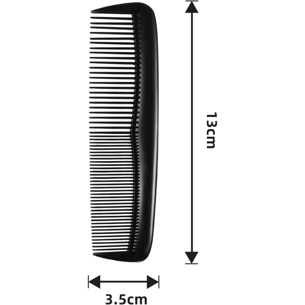 2 stk. sorte hårkamme i plastik, lommekamme, fint og standard tandhårskæmningskam, fint dressing styling kamme, styling kamme til mænd