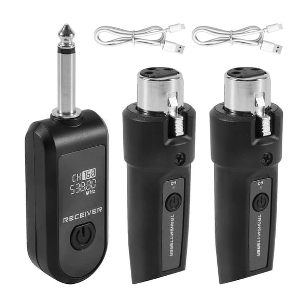 4X UHF XLR-adapter System Trådløs Mikrofon Sender Mottaker for Dynamisk Mikrofon Gitar Lydmikser PA-system Black