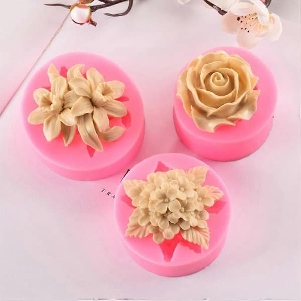 3D Blomster Silikone Fondantform Bageform Chokolade Dessert Bageplade Non-stick Bryllup Lys Sæbeformbakke Clove