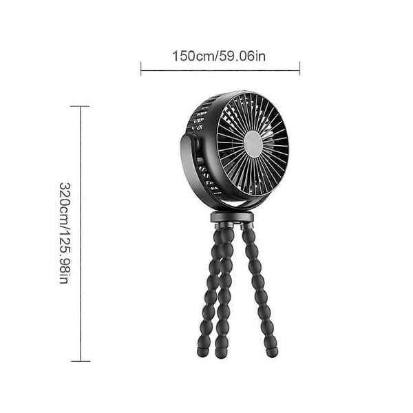 Blæksprutte Multifunktionel Ventilator 8 Klo Justerbar Lydløs 5200mAh Bærbar 2000mAh