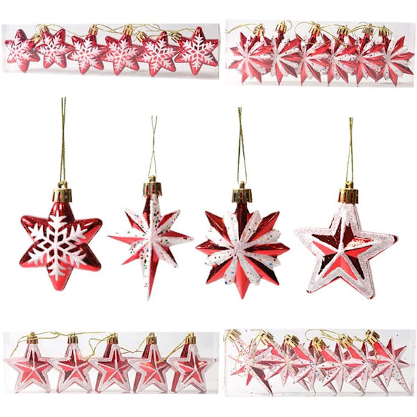 Paket med 5 glitterstjärnor julgranshängen dekorationer glitterstjärnor julgranshängen prydnader för jul hemmafest