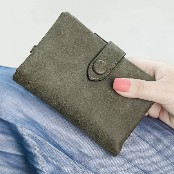 Damplånbok Läder Bifold Handväska Kopplingsplånbok (Grön)