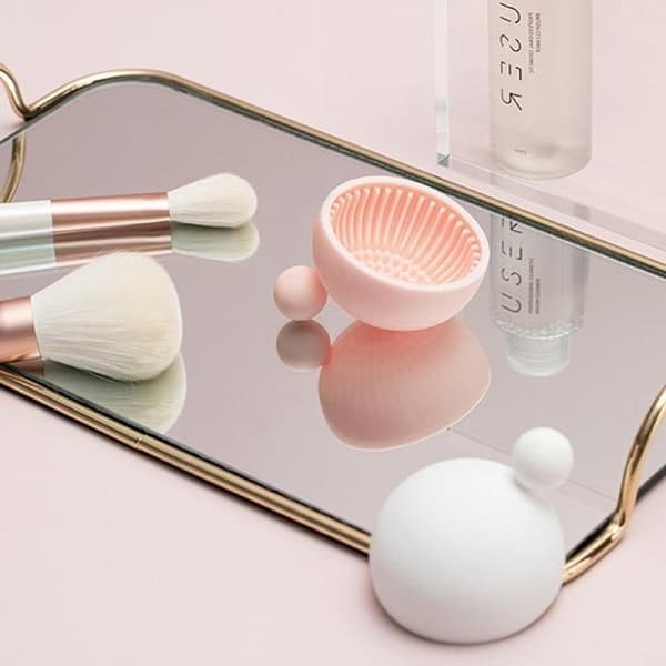 Silikone Makeupbørste Renseskål Foundation Makeupbørste Scrub Pink