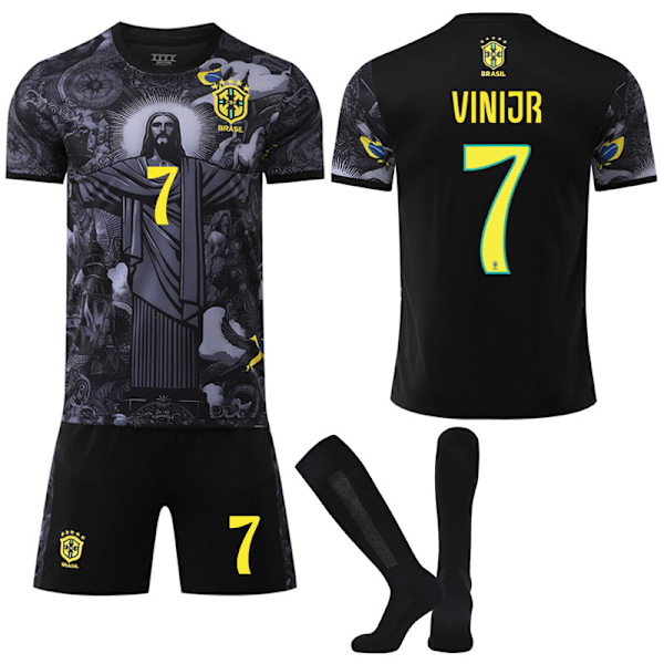 2025-2026 Brasilia Lyhythihainen Jalkapallopaita Lapsille Aikuisille Sukkien Kanssa No.7 VINI JR XXL