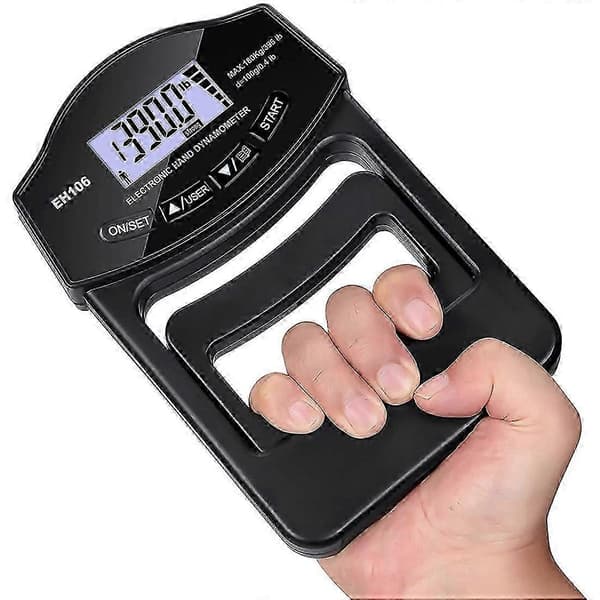 Digital hånddynamometer med 396Lbs/180kg kapacitet LCD-display USB-grebstyrketester noir