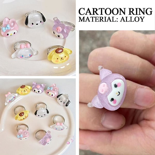 Sanrio Kuromi Ring Søt Jente Hjerte Tegneserie Myk Par Gave Kjæreste A