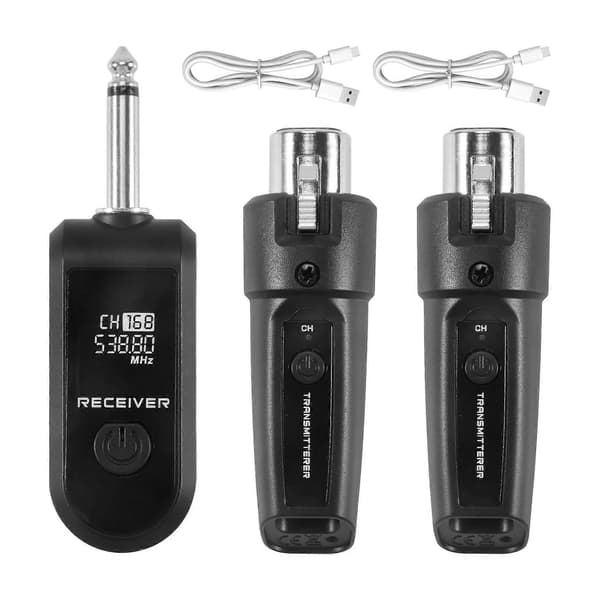 4X UHF XLR-adapter System Trådløs Mikrofon Sender Mottaker for Dynamisk Mikrofon Gitar Lydmikser PA-system Black