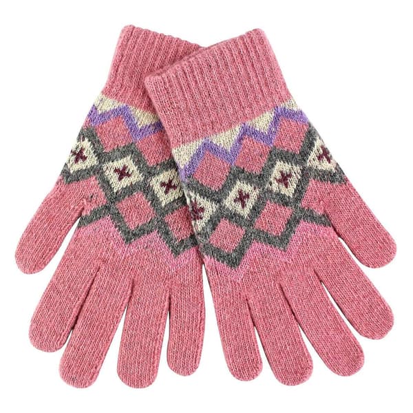 - Ullhandskar för dam | Mjuka Fairisle-handskar för vintern Pink One Size