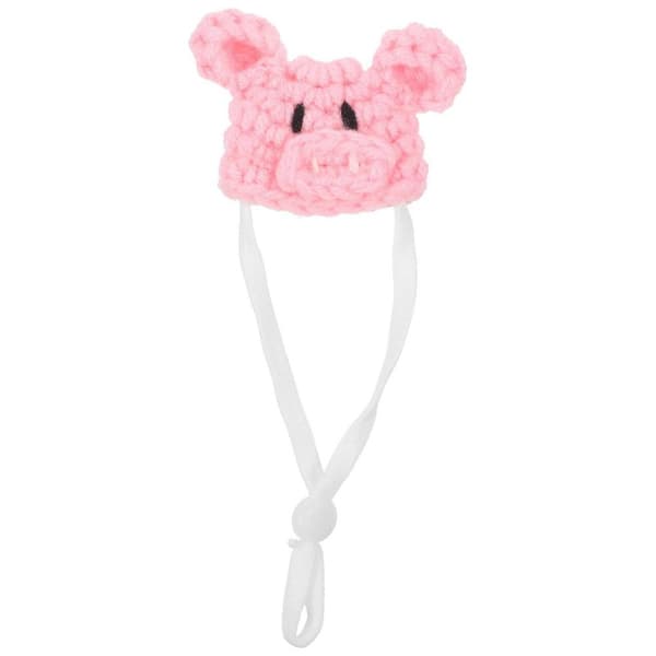 Rosa Hamster Stickad Mössa för Små Husdjur Mini Stickad Mössa med Rem
