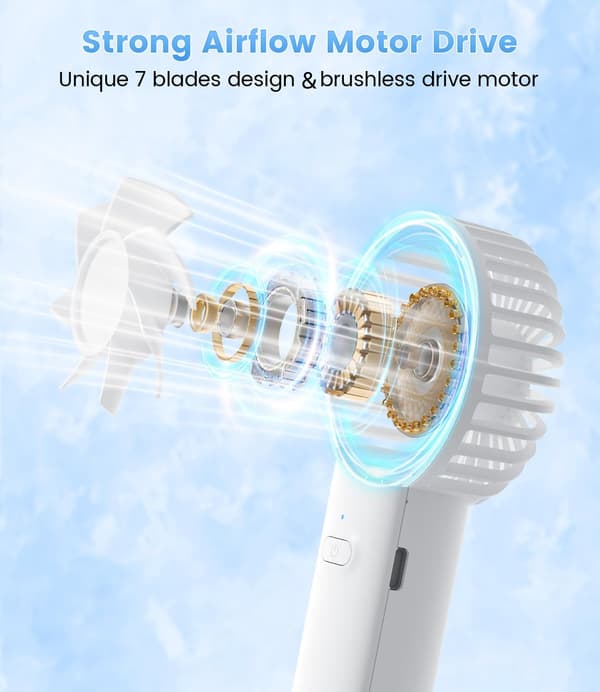 USB genopladelig bærbar ventilator, 3-trins mini personlig ventilator (hvid)