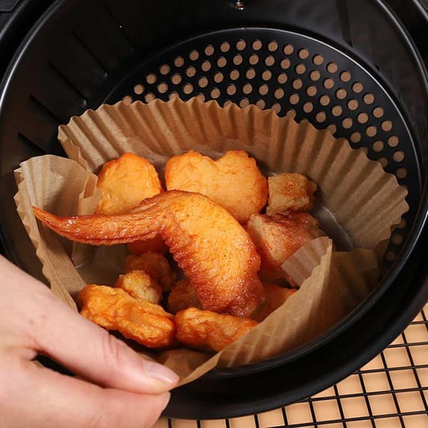 Air Fryer Papper 100-pack - 20cm Engångspapper för Luftfritös Brun brun brown