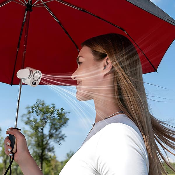 Bærbar clip-on ventilator | 360° roterende USB LED-skærm
