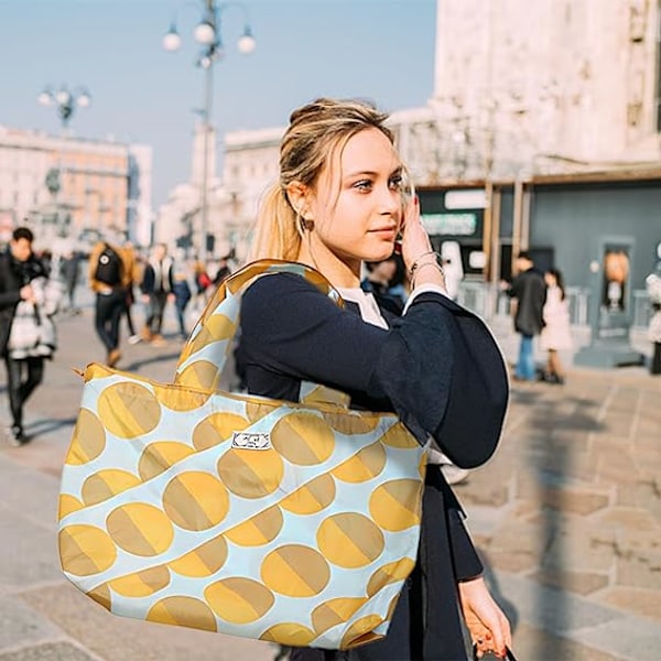 Tøyhandleposer for dagligvarer - Gjenbrukbar stor totebag - Vannbestandig handlepose for dagligvarer, ferieposer, tøyhandleposer med snøring