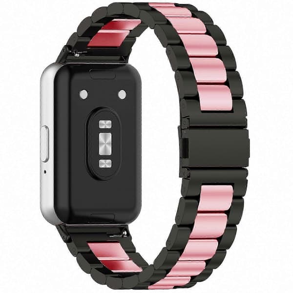 Galaxy Fit 3 Urrem i Rustfrit Stål Metal Erstatningsrem Black Pink