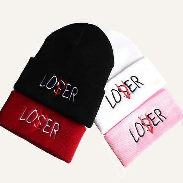 Mössa broderi vinterhatt bomull stickad mössa hiphop stickad hatt avslappnad black