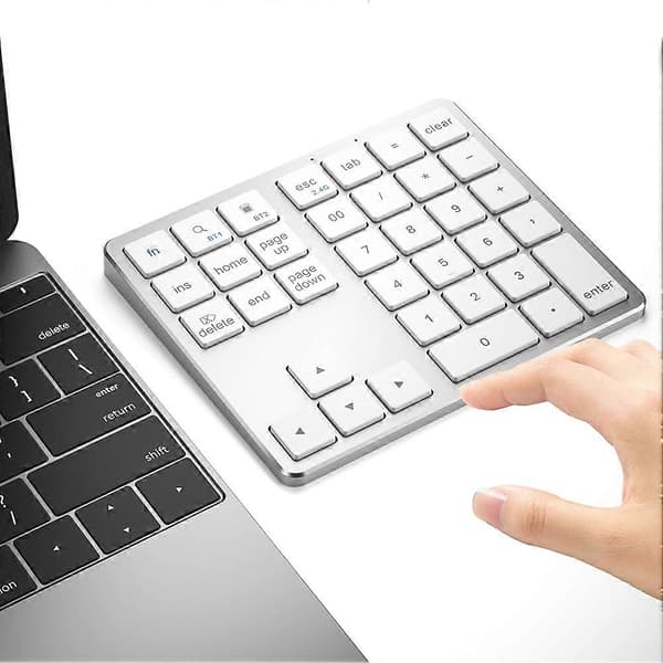 2.4G Bluetooth-numeronäppäimistö erittäin ohut langaton numeronäppäimistö USB-ladattava numeronäppäimistö iOS:lle, Androidille ja Windowsille White