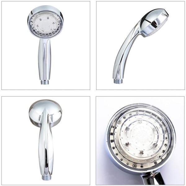 7 farger LED-dusjhode, flerfarget, universalpassform