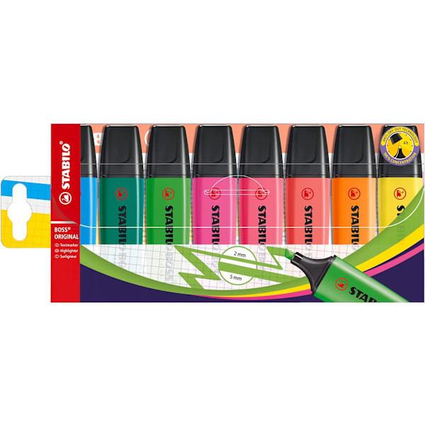 Stabilo Boss Original - 8 stk. - Assorterede farver