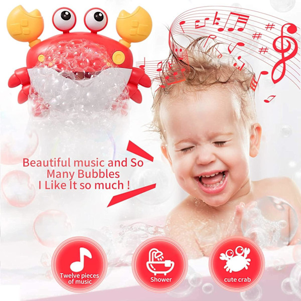Rolig krabba bubbelmaskin baby bad leksak elektrisk en-knapps start musik krabba bubbelmaskin