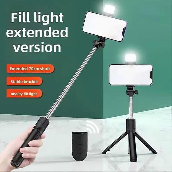 Mobiltelefon Bluetooth Selfie Stick Holder Fyldlys G0R5 black one size