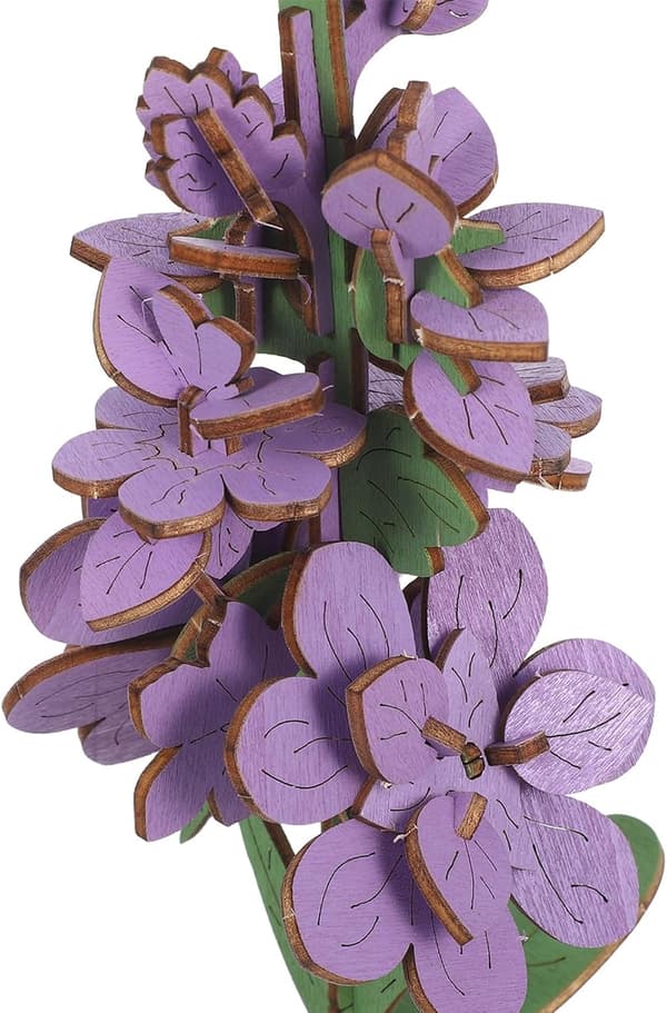 Blomsterpuslespil: DIY træblomsterpuslespilssæt, lilla farve