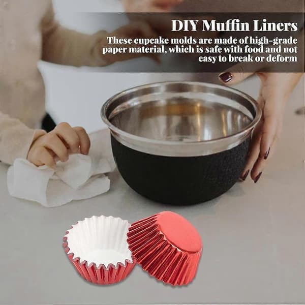 100 Pcs Cupcake Paper Cups Non-Stick Muffin Baking Cups For Home Kitchen Baking Supplies red