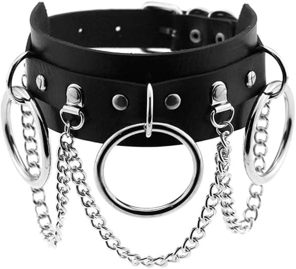 PU Läder Nit Halsband, Svart Punk Rock Nit