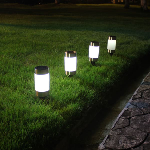 Liten solcelindrisk lampe jordplugg 4LED hagelampe superlys