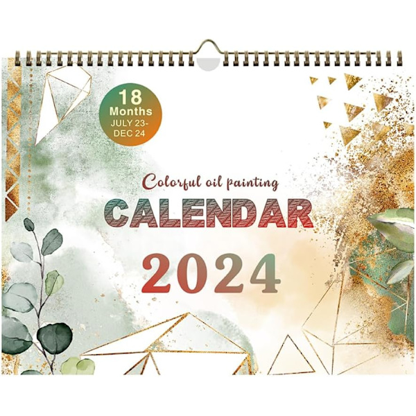 Vægkalender 2023-2024, 18 måneder at se vægplanlægningskalender 2023-2024, månedlig vægkalender juli. 2023 - dec. 2024