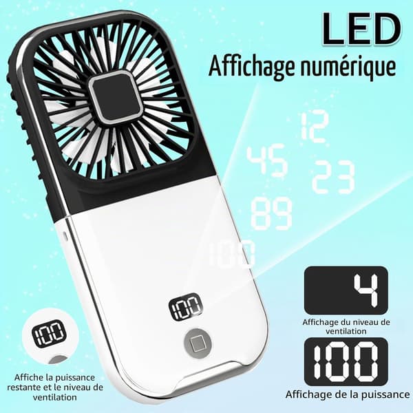 Mini bærbar ventilator, 4 USB-controllere, sort