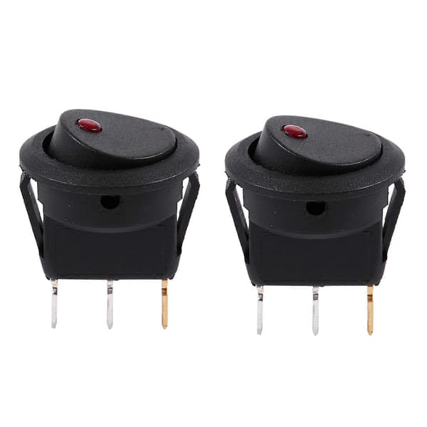 2X 12V LED Inverter Vippekontakt RUND SPST ON-OFF til BÅD Bil Rød Red