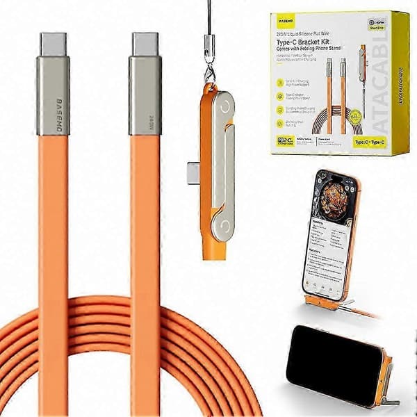 240W snabbladdningskabel med fäste för 17 & Type-C-enheter Data Cable Set Orange