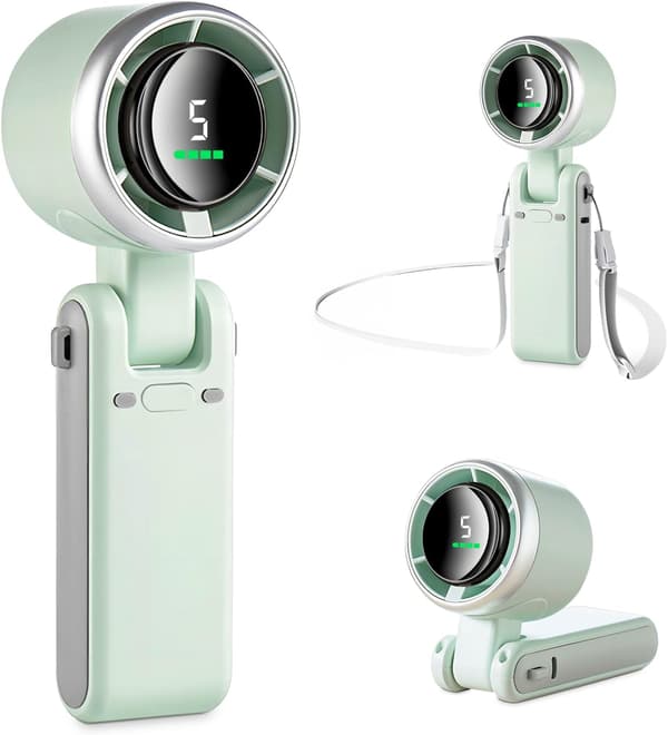 Mini bærbar ventilator (12-timers batterilevetid) Grøn