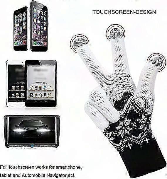 Touchscreen-handsker til kvinder med sneblomsterprint - 1 par til vintervarme
