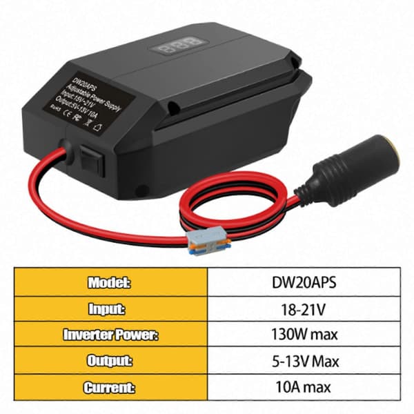 Bosch 18V til 12V batteriadapter, nedtrappingsomformerregulator for Power Wheels Noir