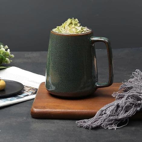 Stor keramisk kaffekopp (700 ml), ekstra stor tekopp, grønn